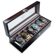 Six Watch Macassar Wood Collectors Display Case