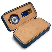 Two-watch Prussian Blue Saffiano Travel Case