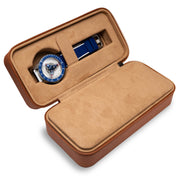 Two-watch Tan Saffiano Travel Case