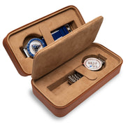 Two-watch Tan Saffiano Travel Case