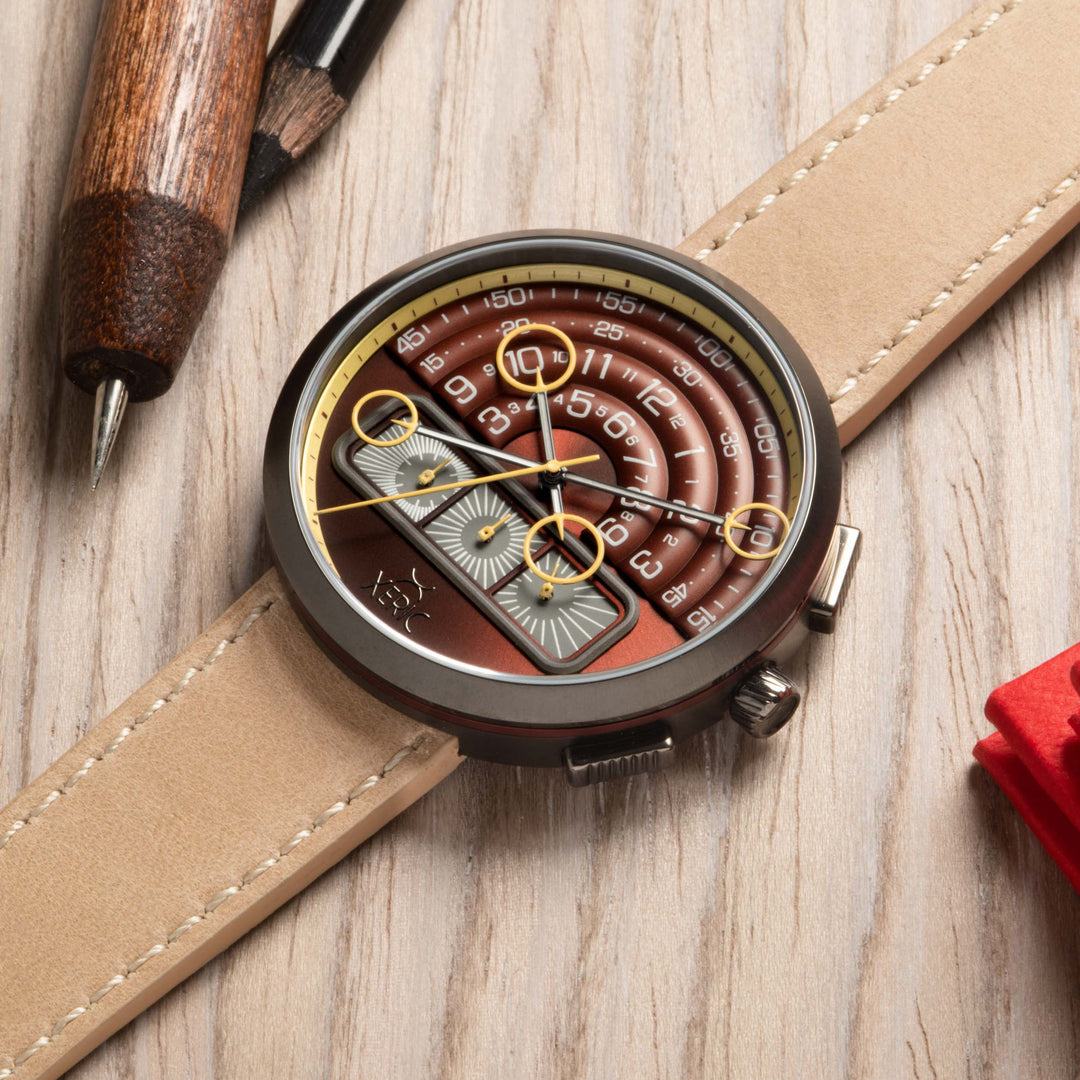 Halograph II Chrono Oxblood Sand | Xeric.com – Xeric Watches